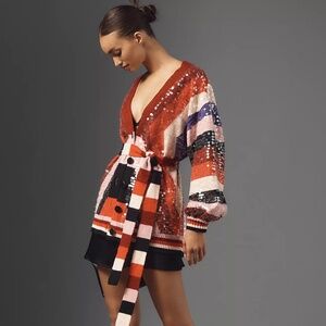 Farm Rio Colorful Stripes Knit Cardigan Sweater